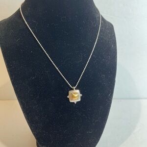 Brighton Hammered Gold & Silver Tone Square Necklace